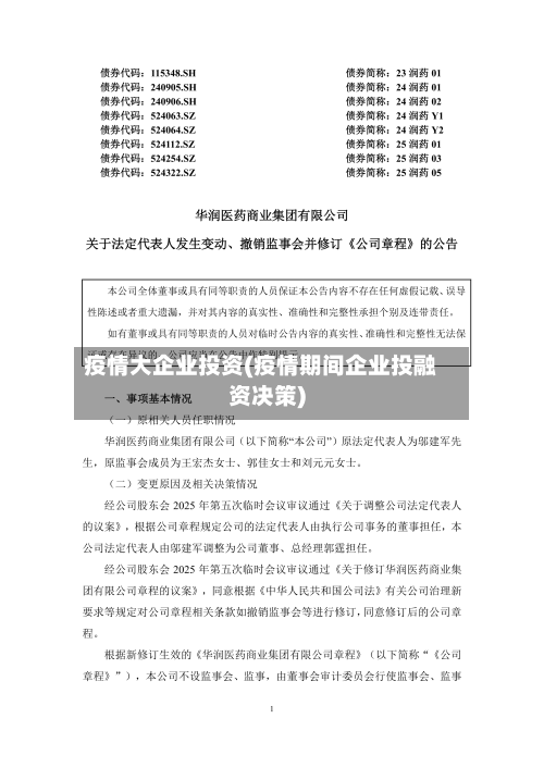 疫情大企业投资(疫情期间企业投融资决策)-第2张图片